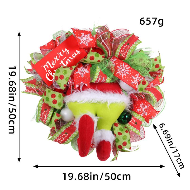 Christmas Green Monster Leg Wreath Door Hanging Decoration Holiday Front Door Decor Outdoor Christmas Ornament