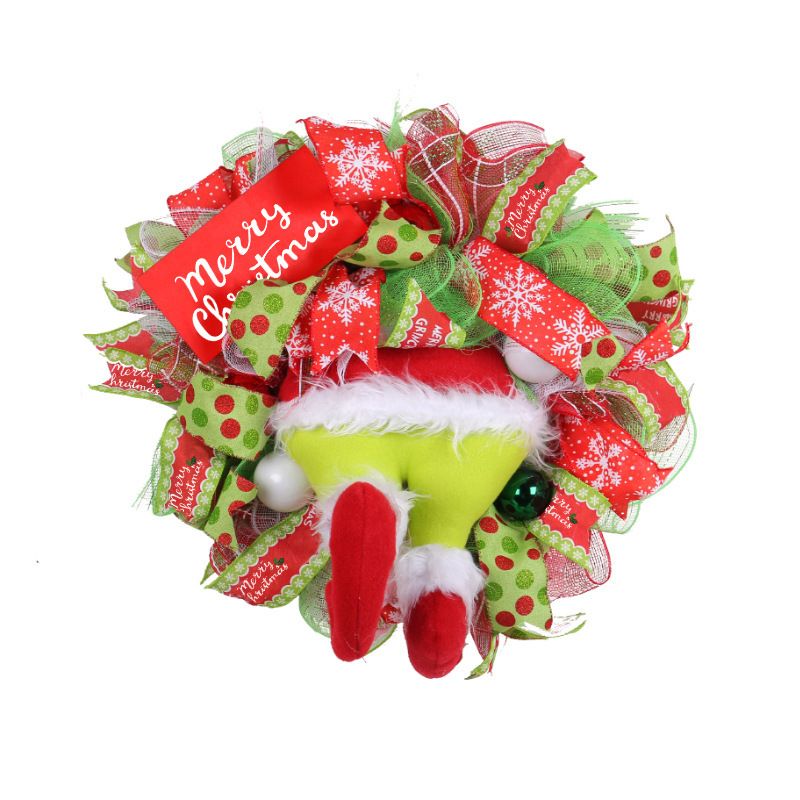 Christmas Green Monster Leg Wreath Door Hanging Decoration Holiday Front Door Decor Outdoor Christmas Ornament
