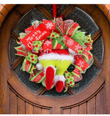 Christmas Green Monster Leg Wreath Door Hanging Decoration Holiday Front Door Decor Outdoor Christmas Ornament