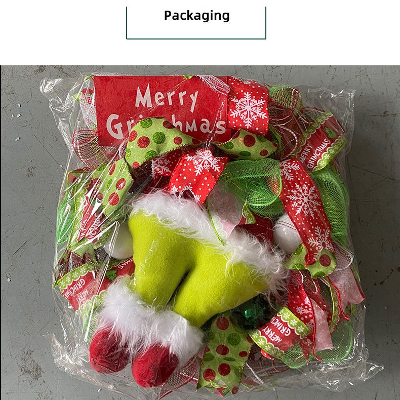 Christmas Green Monster Leg Wreath Door Hanging Decoration Holiday Front Door Decor Outdoor Christmas Ornament