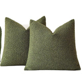 Pack of 2 Modern Textured Boucle Throw Pillow Covers Accent Solid Decorative Pillow Cases Cozy Woven Couch Cushion Case for Chair Sofa Bedroom Living Room Home Decor 16*16 Inch Moss Green