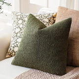 Pack of 2 Modern Textured Boucle Throw Pillow Covers Accent Solid Decorative Pillow Cases Cozy Woven Couch Cushion Case for Chair Sofa Bedroom Living Room Home Decor 16*16 Inch Moss Green