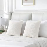 2 artificial fur pillowcases, soft pillowcases, decorative wool roll pillowcases, suitable for beds, sofas, living rooms, white（without pillow core）