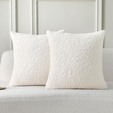 2 artificial fur pillowcases, soft pillowcases, decorative wool roll pillowcases, suitable for beds, sofas, living rooms, white（without pillow core）