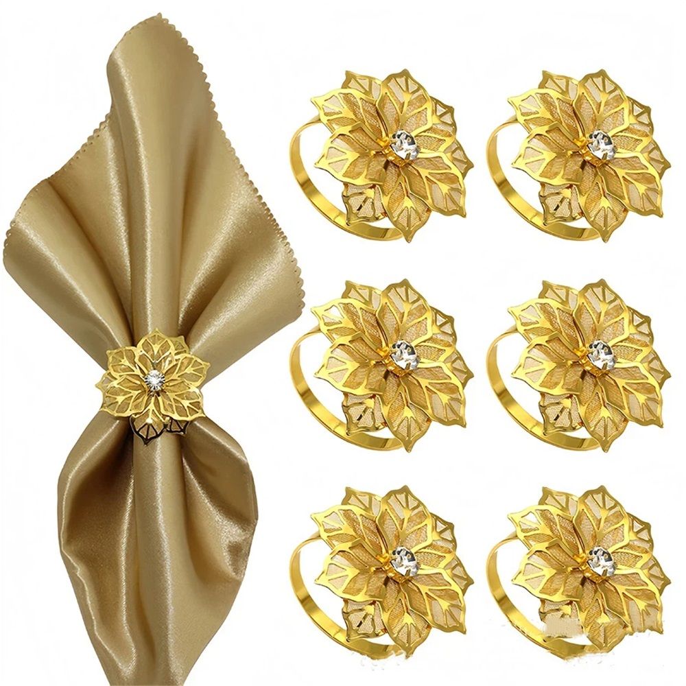 24 Pack Flower Napkin Rings Holders Clear Décor Dinner Party Wedding Christmas Gathering,Christmas Dinner Delicate Serviette Buckles
