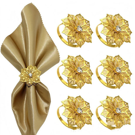 24 Pack Flower Napkin Rings Holders Clear Décor Dinner Party Wedding Christmas Gathering,Christmas Dinner Delicate Serviette Buckles