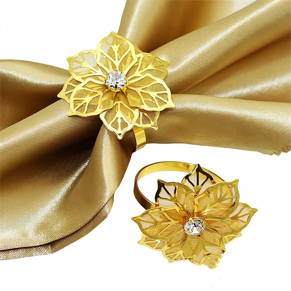 24 Pack Flower Napkin Rings Holders Clear Décor Dinner Party Wedding Christmas Gathering,Christmas Dinner Delicate Serviette Buckles
