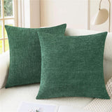 Pack of 2 Throw Pillow Covers Decorative 18 X 18 Inches Cozy Cushion Cases for Couch Sofa Bed Living Room Home Green（Only pillow cover）