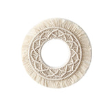 Woven Tapestry,13.3" Wall Hanging Tassel Fringe Round Boho Wall Art Decor, Nordic Style Home Christmas Decor for Bedroom Baby Nursery