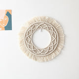 Woven Tapestry,13.3" Wall Hanging Tassel Fringe Round Boho Wall Art Decor, Nordic Style Home Christmas Decor for Bedroom Baby Nursery