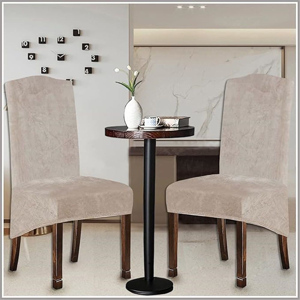 Dining Chair Covers Stretch for Dining Room Set of 2 Chair Slipcovers Protectors, Soft Thick Solid Washable, Taupe, Only Dining Chair Covers