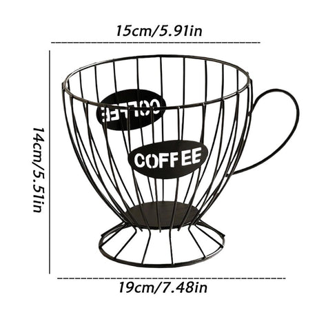 Coffee Pod Basket for Counter - Reusable Large Capacity Metal Wire Organizer,Coffee Pod Basket Support Container,for Home Kitchen Study Cafe Tea Room Station