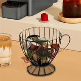 Coffee Pod Basket for Counter - Reusable Large Capacity Metal Wire Organizer,Coffee Pod Basket Support Container,for Home Kitchen Study Cafe Tea Room Station