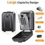 Wall-Mounted Lock Box for Keys with Code, 4 Digits Combination Key Lock Box with Resettable Spare Key, Weatherproof & Large Capacity Key Safe Storage Lockbox for Home, Apartment, Office, Garage