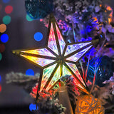 2PCS Star Christmas Tree Topper, 3D Star Tree Topper Lights, Double Sided Christmas Tree-top with 10 LED Warm white+color
