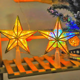 2PCS Star Christmas Tree Topper, 3D Star Tree Topper Lights, Double Sided Christmas Tree-top with 10 LED Warm white+color
