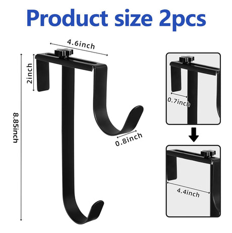 2 Pcs Double Pool Fence Hooks for Pool Equipment - Adjustable Pool Pole Hanger Rustproof Pool Hooks for Poles Black