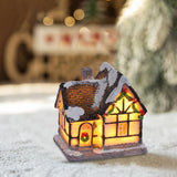Mini Christmas Village Christmas Scene House Village and Figurines with LED Mini Christmas Resin Crafts DIY Snow House