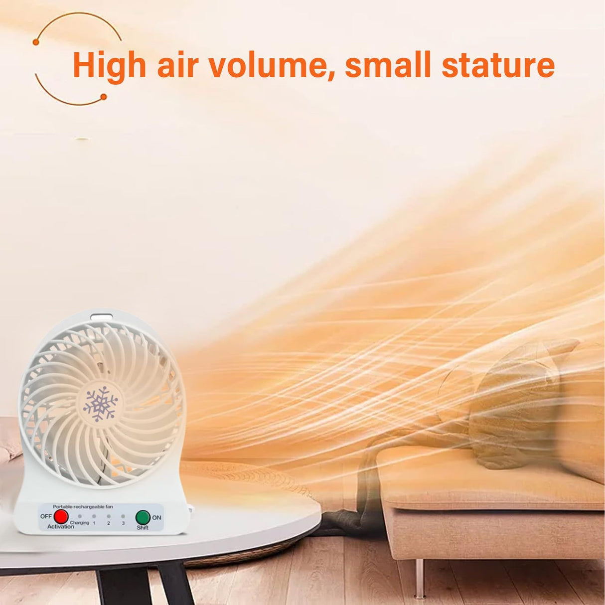 Portable small room fan, silent electric fan, desktop 3-speed super strong wind, portable fan, portable cooler
