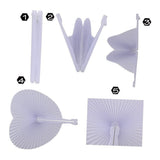 Heart shaped handheld folding accordion paper fan with plastic handle, suitable for weddings, birthdays, celebrations, and parties