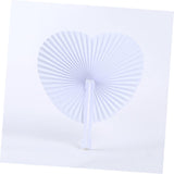 Heart shaped handheld folding accordion paper fan with plastic handle, suitable for weddings, birthdays, celebrations, and parties