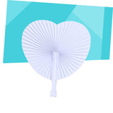 Heart shaped handheld folding accordion paper fan with plastic handle, suitable for weddings, birthdays, celebrations, and parties
