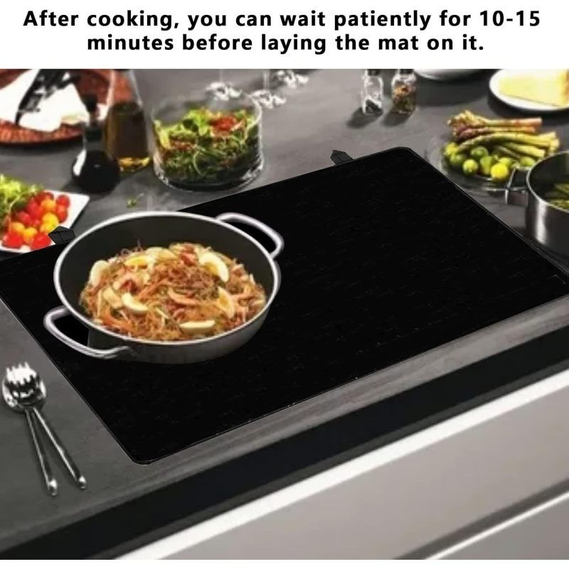 42*28 cm black Stove Top Covers for Electric Stove, Ceramic or Glass Cooktop Protector Mat, Thick Natural Rubber