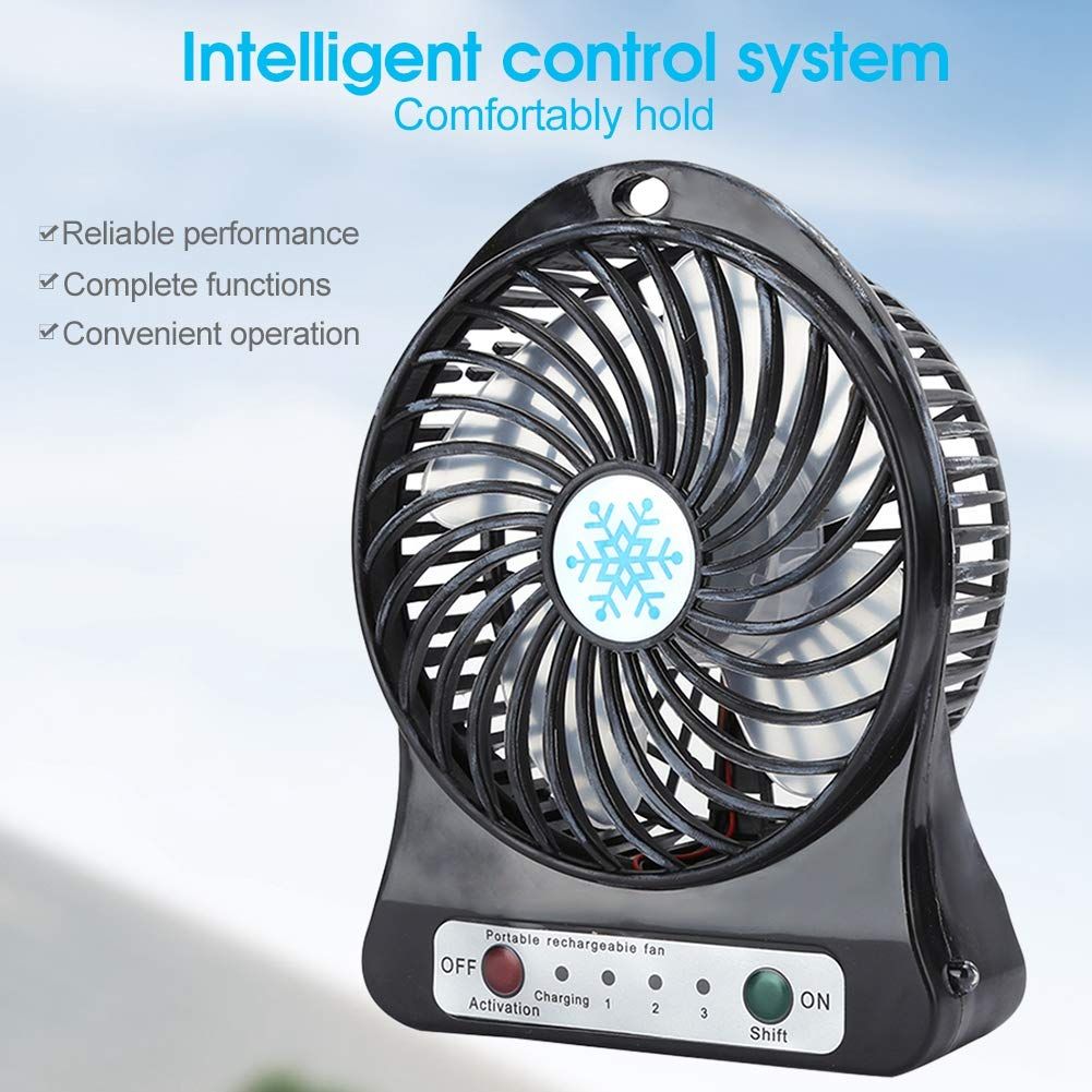 Portable Fan Rechargeable,Personal Desk Fan,Small Battery Operated USB Fan with Flashlight,3 Speeds Wind Quiet Mini Desktop Fan