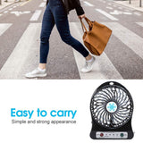 Portable Fan Rechargeable,Personal Desk Fan,Small Battery Operated USB Fan with Flashlight,3 Speeds Wind Quiet Mini Desktop Fan