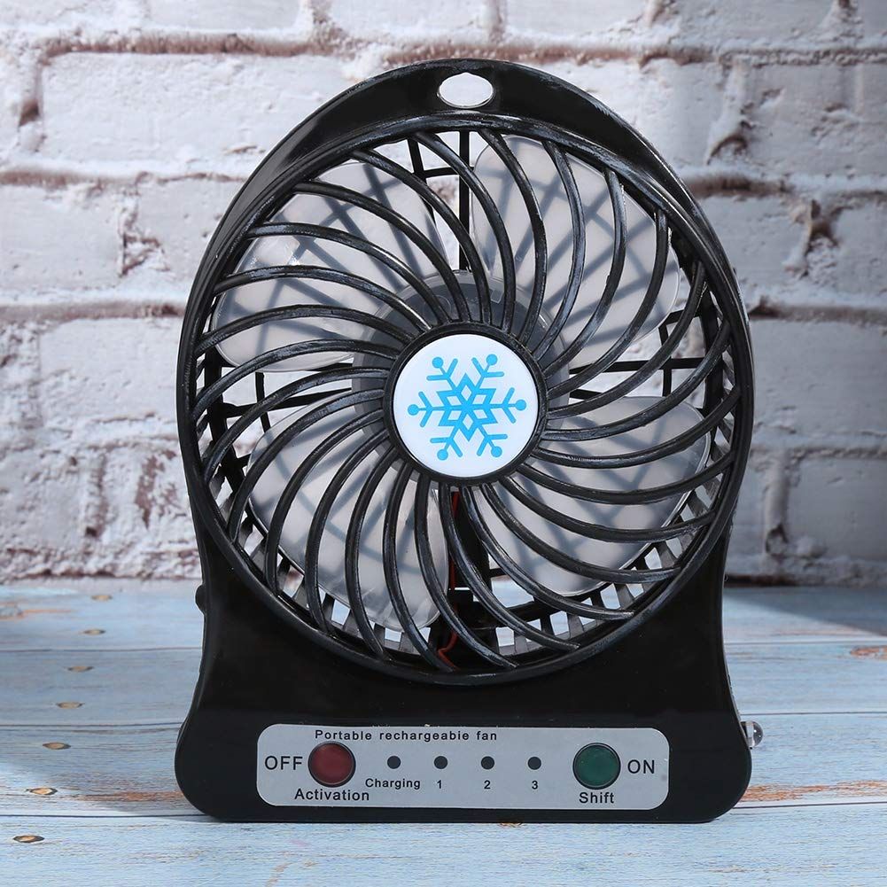 Portable Fan Rechargeable,Personal Desk Fan,Small Battery Operated USB Fan with Flashlight,3 Speeds Wind Quiet Mini Desktop Fan