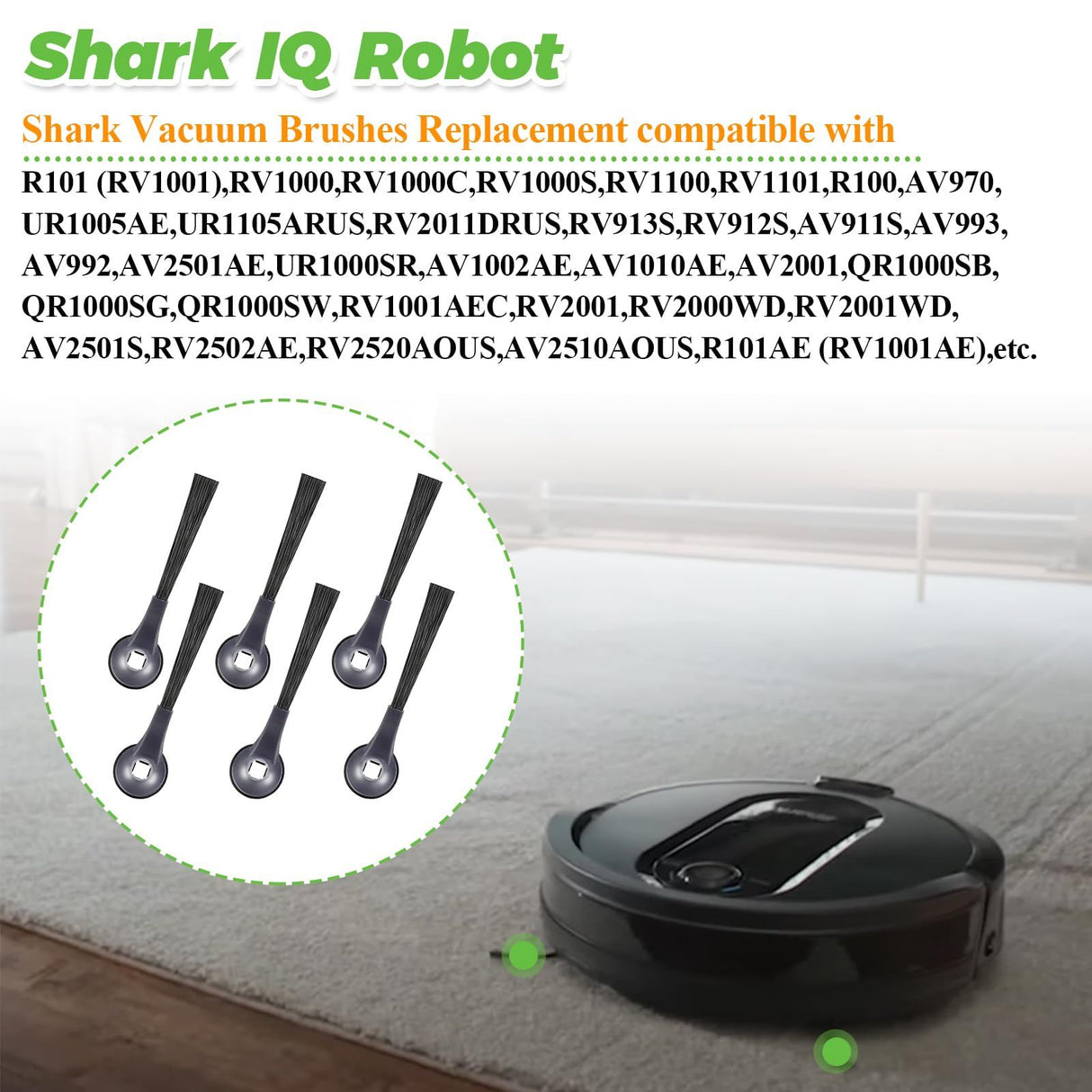 Side Brushes Replacement (6 Pack) Compatible for R101AE (RV1001AE), RV1100, RV1101, RV2011DRUS, RV912S, R100, UR1105ARUS Vacuums