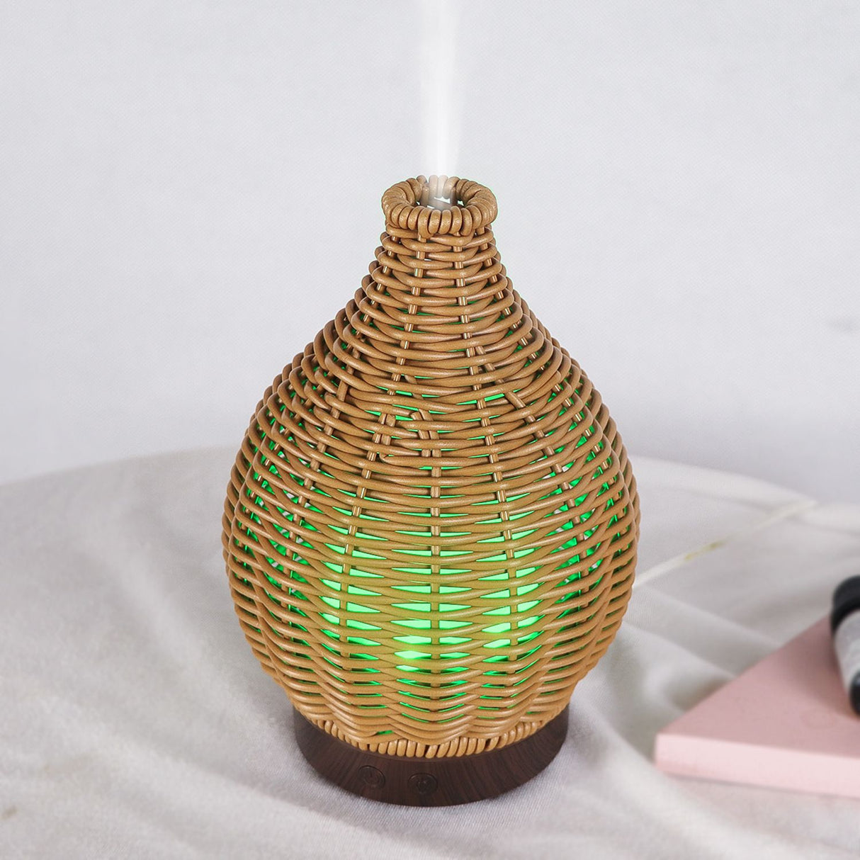 Essential Oil Diffuser for Home Rattan Weaving, 100mL 7 Changing Color Lights Ultrasonic Aroma Humidifier