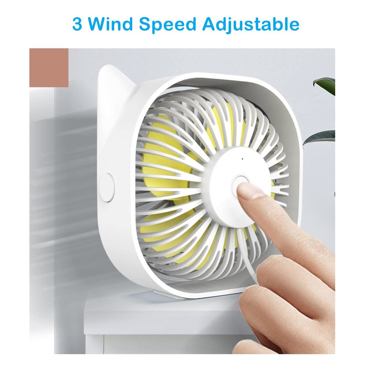 USB Desk Fans Small Quiet-Mini Cute Desktop Fan USB Powered 3 Wind Speeds 360° Rotatable Little Portable Personal Table Fans Fast