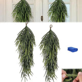 Extra Length Artificial Christmas Teardrop , Christmas Norfolk Greenery Teardrop Wreath for Door Table Mantle Fireplace Stairway Window Indoor Outdoor Decor