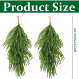 Extra Length Artificial Christmas Teardrop , Christmas Norfolk Greenery Teardrop Wreath for Door Table Mantle Fireplace Stairway Window Indoor Outdoor Decor