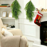 Extra Length Artificial Christmas Teardrop , Christmas Norfolk Greenery Teardrop Wreath for Door Table Mantle Fireplace Stairway Window Indoor Outdoor Decor