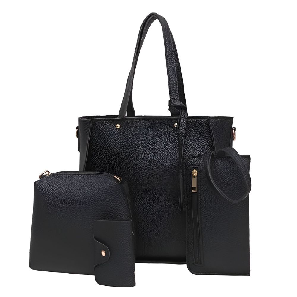 4 Pcs Handbag and Purse Set for Women Pu Leather Shoulder Crossbody Tote Bucket Bag Pouch Wallet Card Holder Set Gift for Mother Girlfriend Purse and Wallet Set for Women