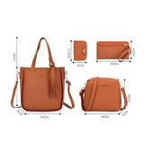 4 Pcs Handbag and Purse Set for Women Pu Leather Shoulder Crossbody Tote Bucket Bag Pouch Wallet Card Holder Set Gift for Mother Girlfriend Purse and Wallet Set for Women