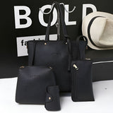4 Pcs Handbag and Purse Set for Women Pu Leather Shoulder Crossbody Tote Bucket Bag Pouch Wallet Card Holder Set Gift for Mother Girlfriend Purse and Wallet Set for Women