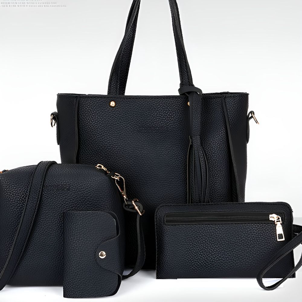 4 Pcs Handbag and Purse Set for Women Pu Leather Shoulder Crossbody Tote Bucket Bag Pouch Wallet Card Holder Set Gift for Mother Girlfriend Purse and Wallet Set for Women