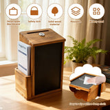 Suggestion Box with Slot and Lock Wood Donation Box with 50 Suggestion Cards and 2 Keys,6.85*3.86*9.72in