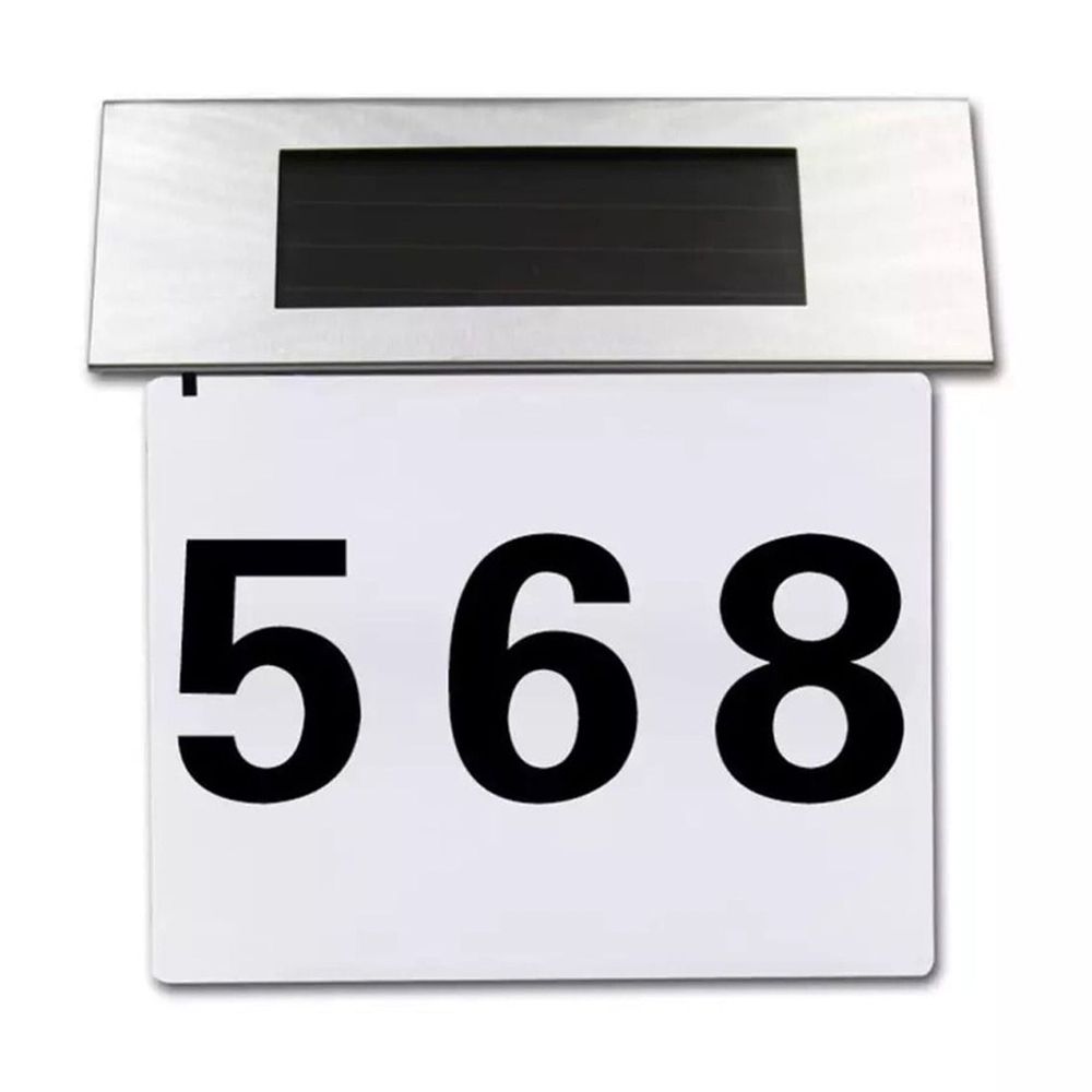 Solar Powered House Numbers Sign - Stainless Steel LED Illuminated Address Plaque | Outdoor Wall Mount | Includes Numbers & Letters | Weatherproof IP44 | Easy Installation