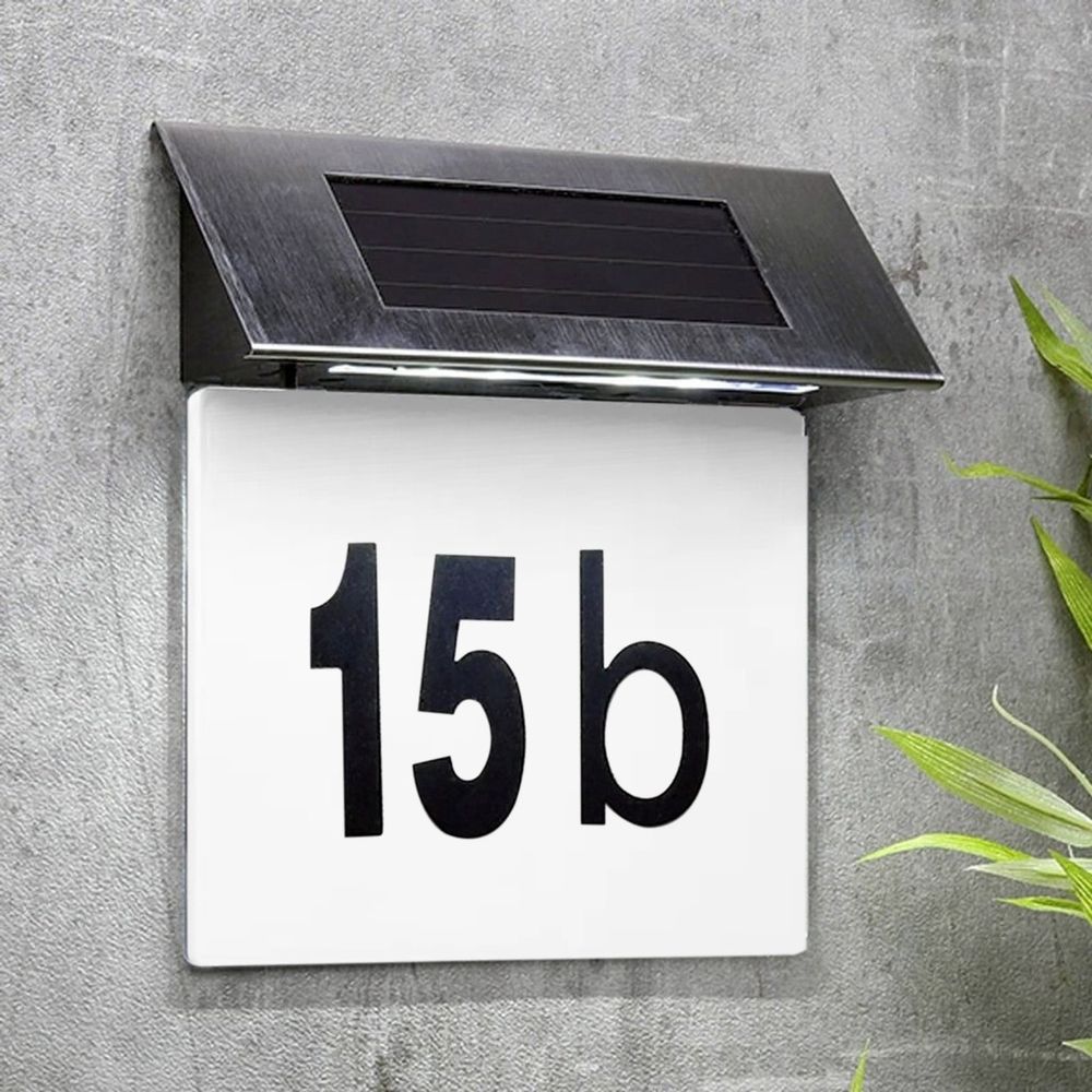 Solar Powered House Numbers Sign - Stainless Steel LED Illuminated Address Plaque | Outdoor Wall Mount | Includes Numbers & Letters | Weatherproof IP44 | Easy Installation