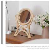 Rattan Vanity Mirror with 360° Rotating Stand, Portable Makeup Mirror for Women, Stylish Design for Dressing Table