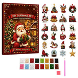 Christmas Diamond Art Ornament Kit, 24Pcs DIY Diamond Painting Christmas Ornaments with Acrylic Charms, Holiday Craft Advent Surprise Gift Set for Adults Beginners