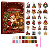 Christmas Diamond Art Ornament Kit, 24Pcs DIY Diamond Painting Christmas Ornaments with Acrylic Charms, Holiday Craft Advent Surprise Gift Set for Adults Beginners
