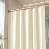 Waffle Weave Shower Curtain, 90x180cm Beige Cream Fabric Bathroom Curtain with 12 Plastic Hooks, Heavy Duty Waterproof Waffle Textured Bath Curtain for Small Bathtub Stall Window Door