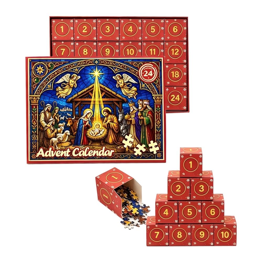 Christmas Advent Calendar Puzzle Blind Box, 24 Days Countdown Calendar with 24 Mini Jigsaw Puzzles, Festive Holiday Design Puzzle Set for Ki ds Teens Adults, Christmas Surprise Gift Family Game