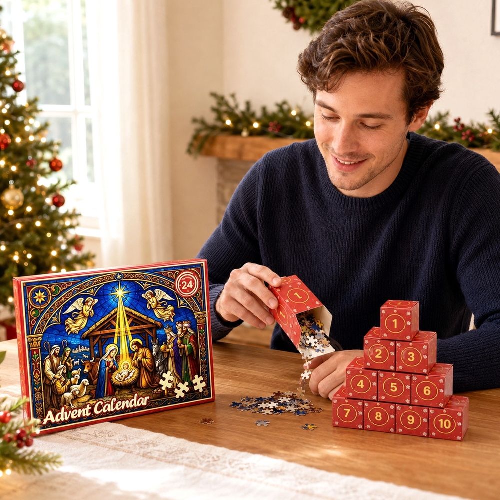 Christmas Advent Calendar Puzzle Blind Box, 24 Days Countdown Calendar with 24 Mini Jigsaw Puzzles, Festive Holiday Design Puzzle Set for Ki ds Teens Adults, Christmas Surprise Gift Family Game