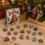 24-Day Silly Basset Hound Advent Calendar 2026, 24Pcs 2D Acrylic Funny Dog Ornaments Blind Box, Christmas Countdown Hanging Charms for Tree Decor, Gift for Basset Hound Lovers